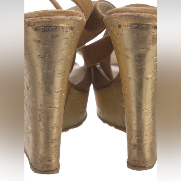 Jimmy Choo Leather Glitter Accent Sandals - Picture 6 of 13